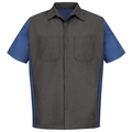Workwear Outfitters Men's Short Sleeve Two-Tone Crew Shirt Charcoal/Royal Blue, Large SY20CR-SS-L